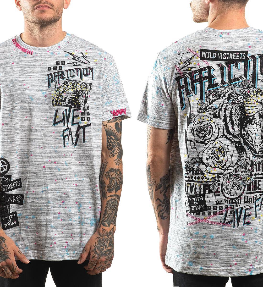 Affliction Mens Blactop Short Sleeve Tee White Grey