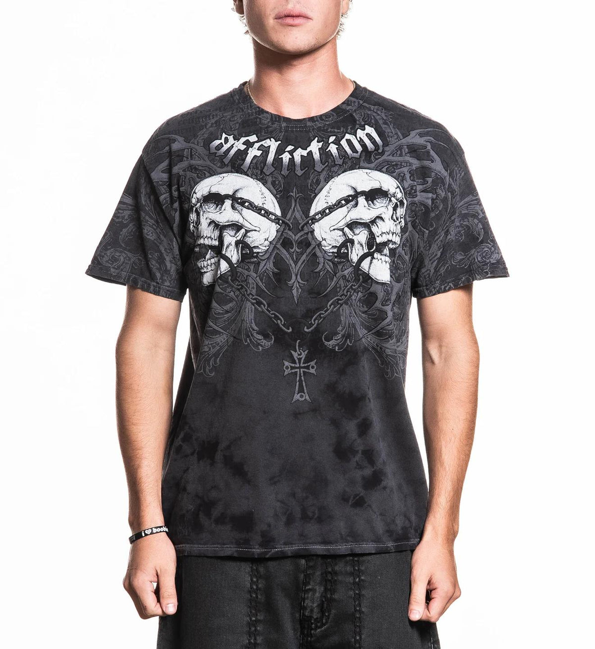 Affliction Mens Collapse Tee Grey Charcoal Wash