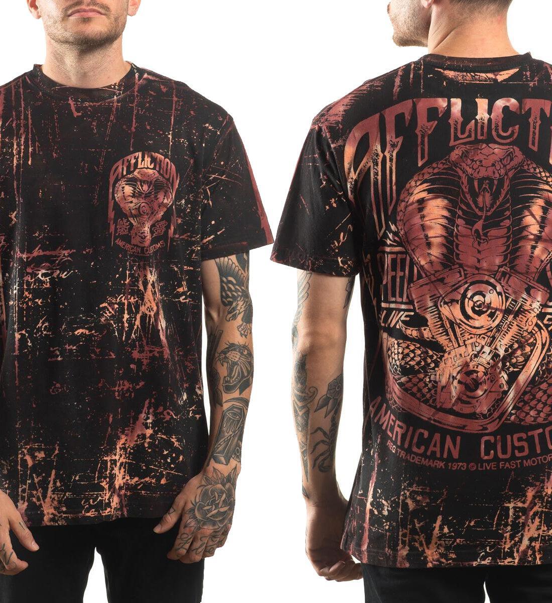 Affliction Mens Custom Speed Short Sleeve Tee Swirl Tie Dye