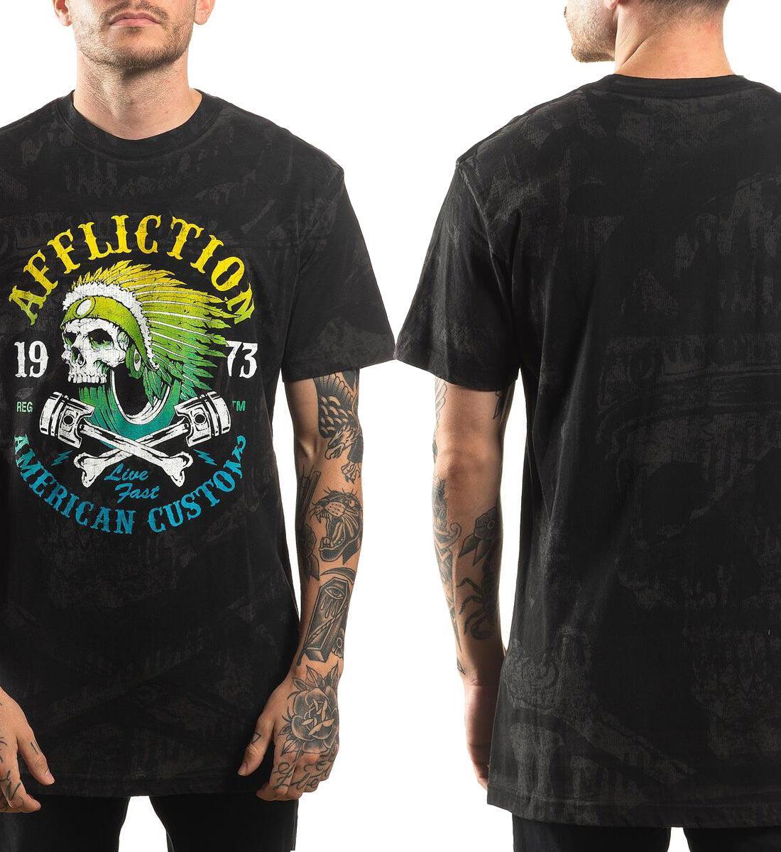 Affliction Mens Drive Speed Short Sleeve Tee Charcoal Black