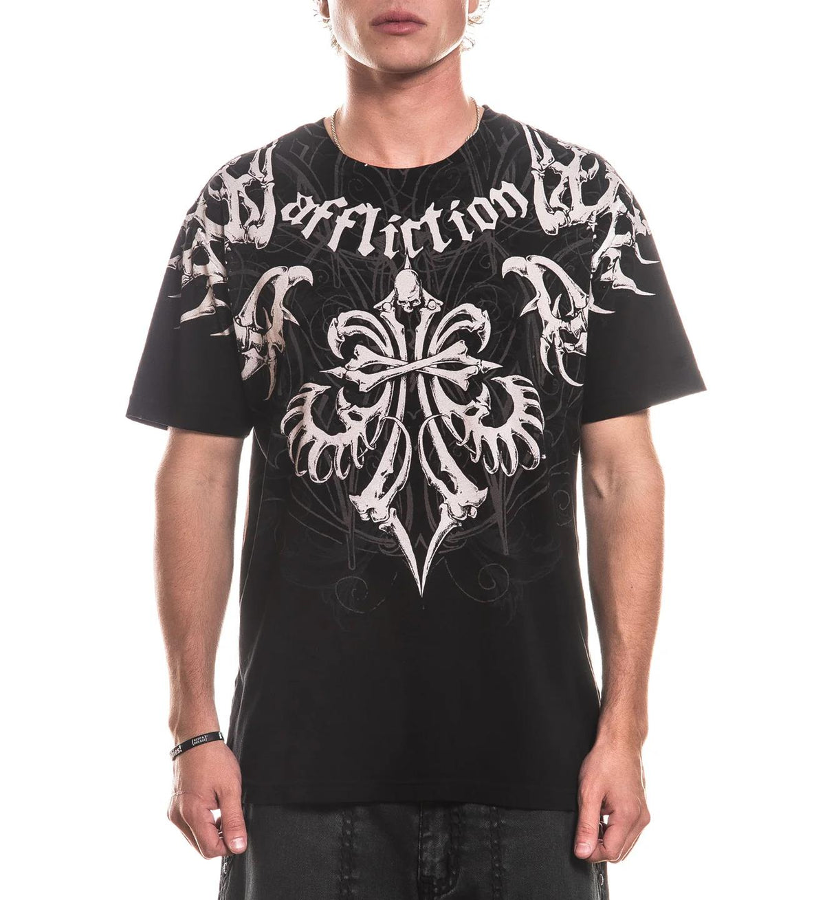 Affliction Mens Skeleton Tee Black