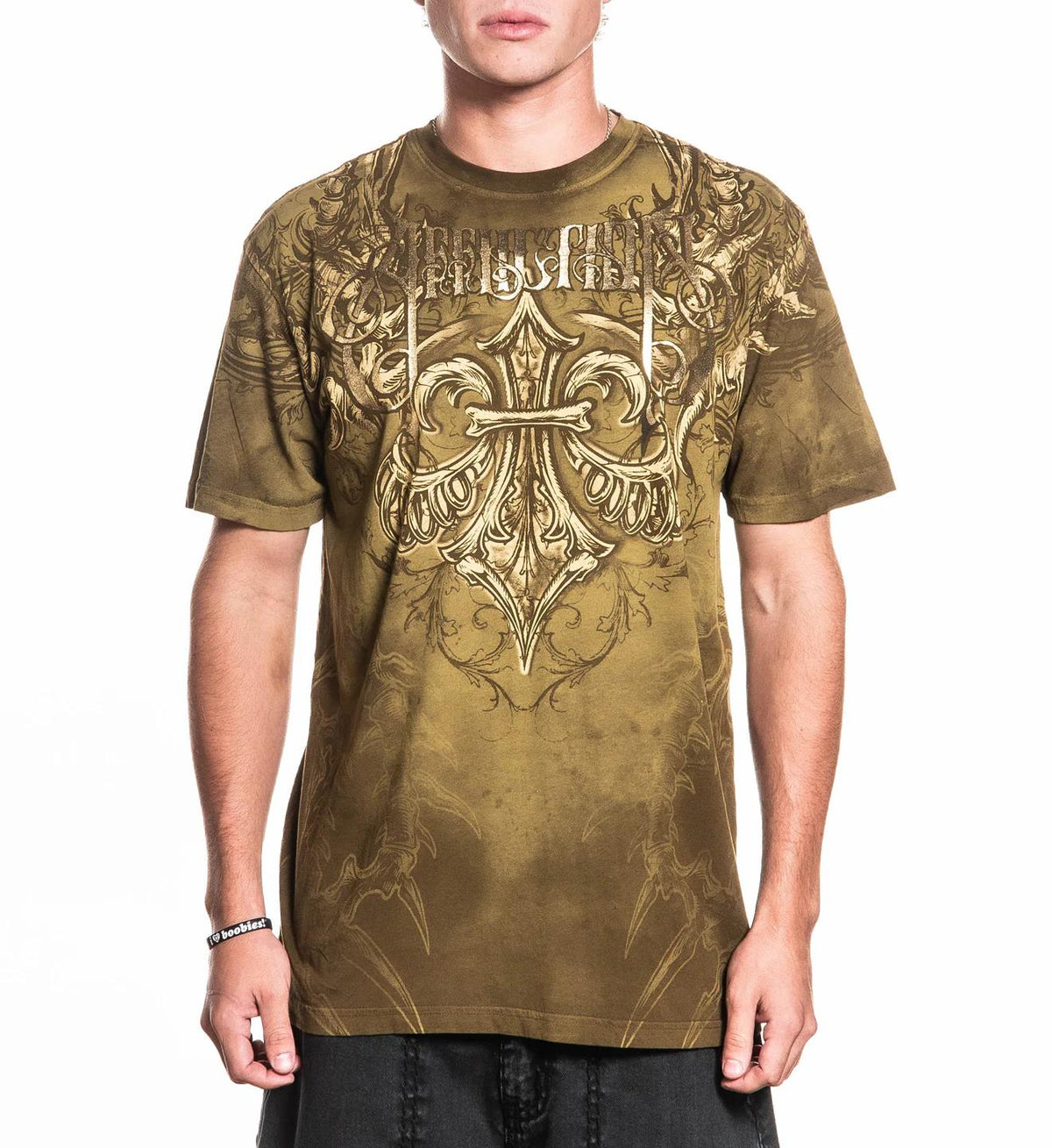 Affliction Mens Vertibrate Tee Tobacco Brown