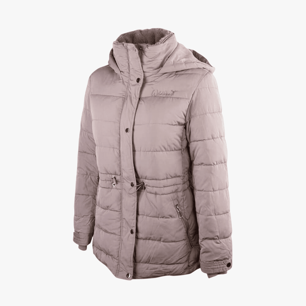 Wildebees Womens Hooded Puffer Jacket Pebble Stone | Wildebees