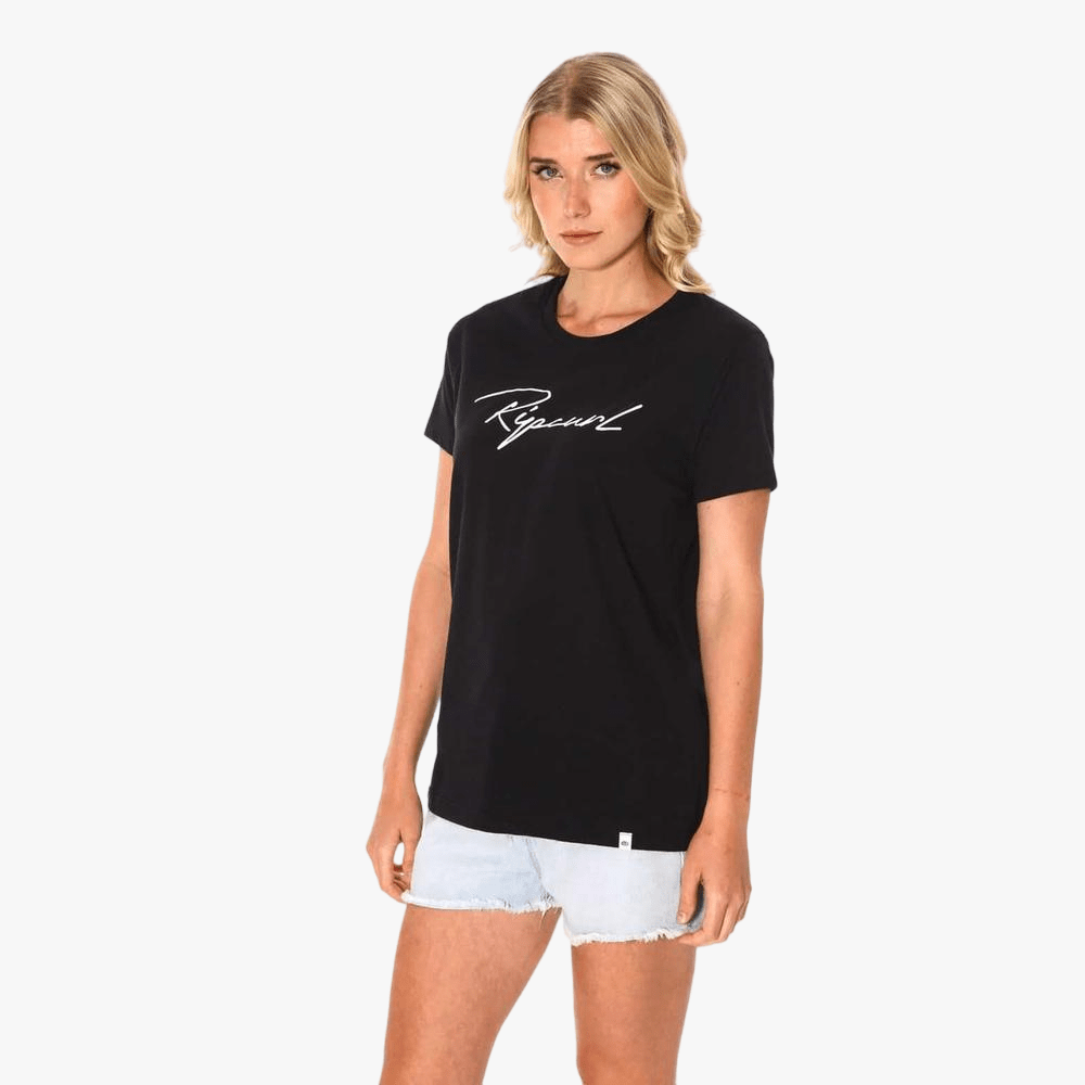 Ripcurl Womens Script Standard Short Sleeve Tee Black | Ripcurl