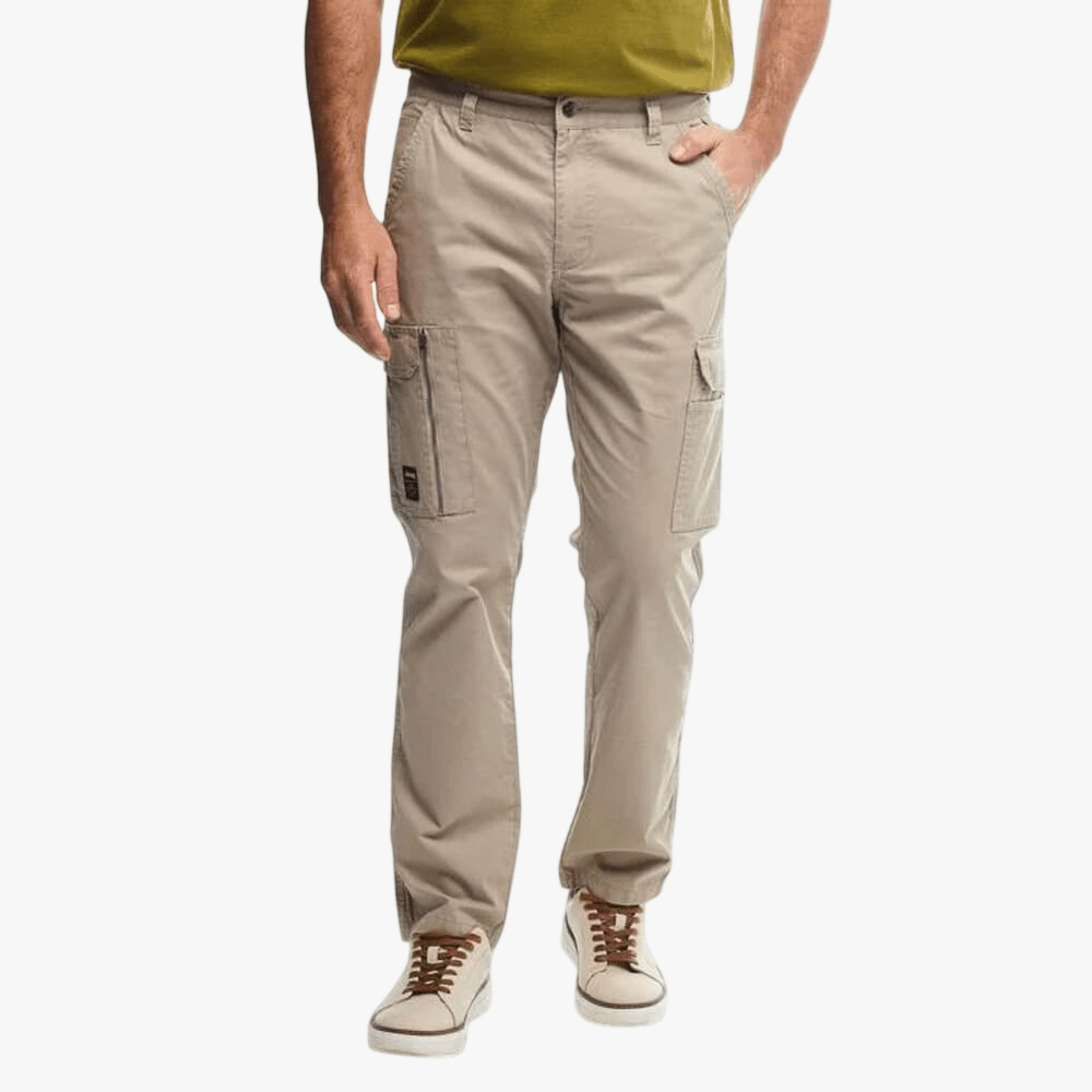 Jeep Mens Bolt Fixed Waist Twill Cargo Pants Khaki | Jeep