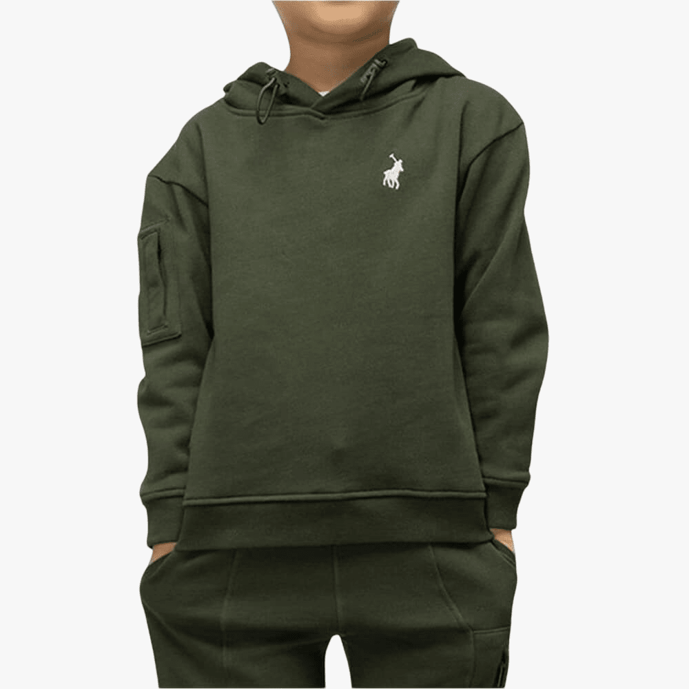 Polo Boys Clayton Hooded Sweater Olive | Polo