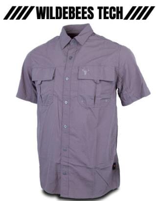Wildebees Mens Tech Short Sleeve Vented Shirt Charcoal | Wildebees