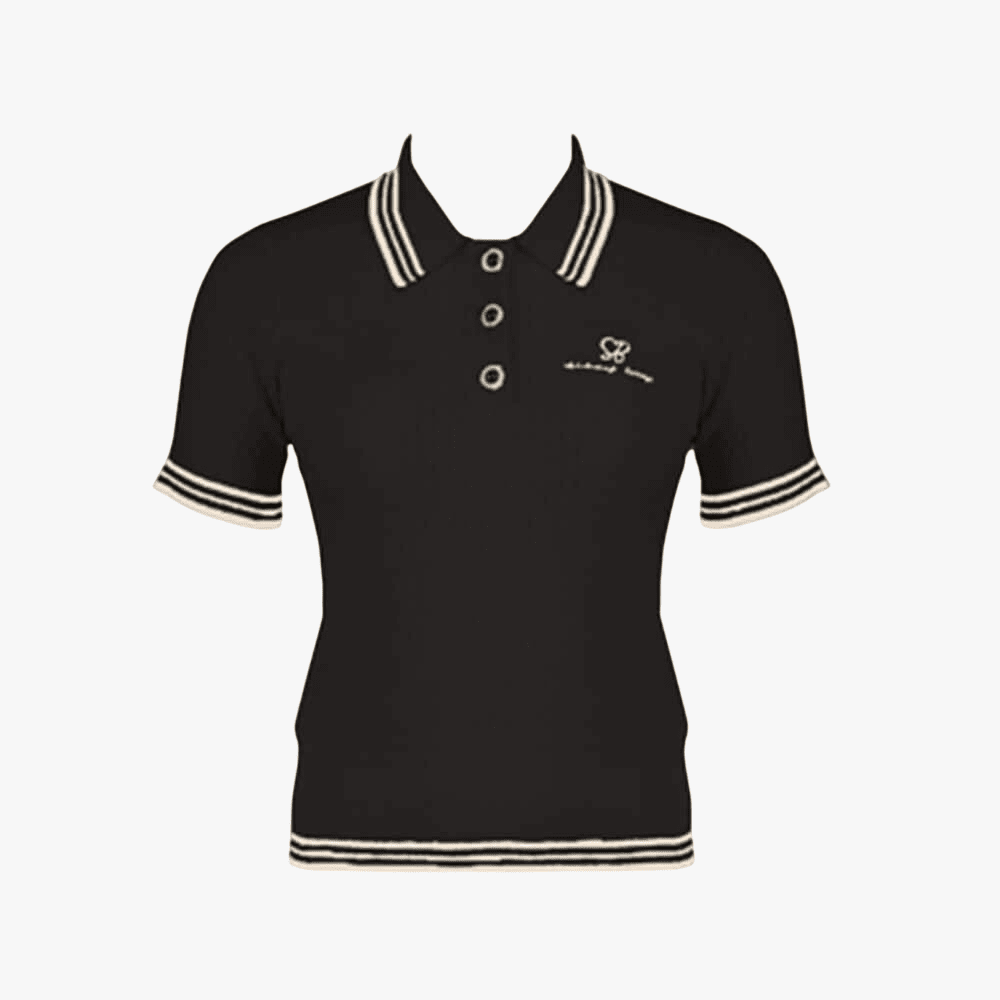 Sissy Boy Womens Polo Knit Logo Short Sleeve Golfer Black | Sissy Boy