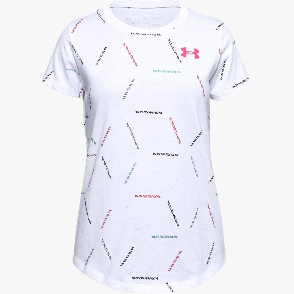 Under Armour Girls Twitch Multi Print Short Sleeve Tee White 100 | Under Armour