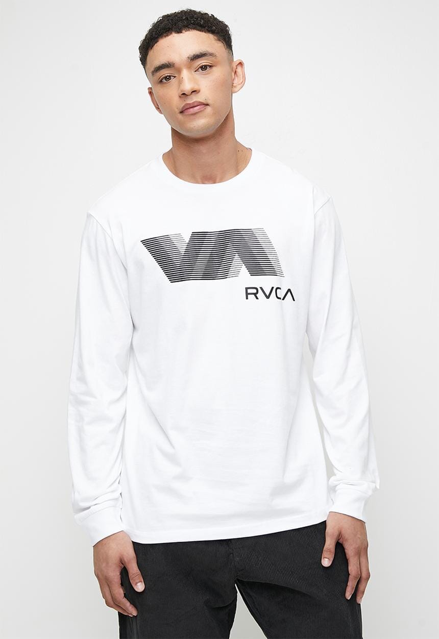 Rvca Mens Va Blur Long Sleeve Tee White | Rvca