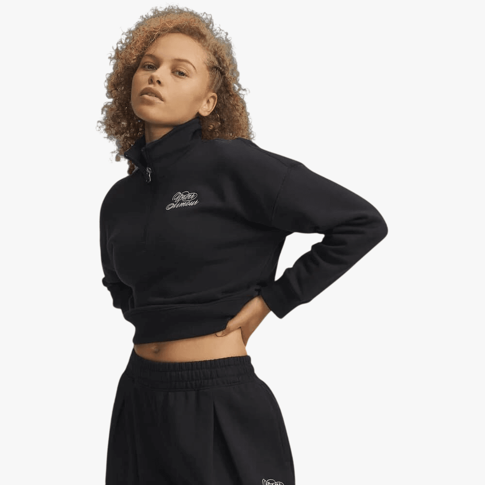 Under Armour Womens Rival Fleece Script Sweater Black | Under Armour