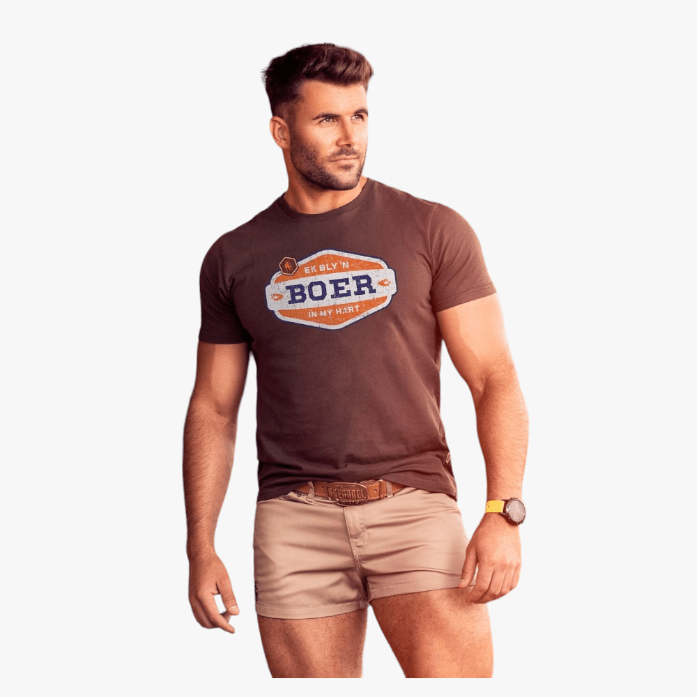 Boerboel Mens Premium Cotton Boer Short Sleeve Tee Brown | Boerboel