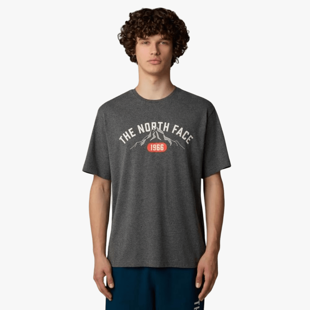 The North Face Mens Varsity Graphic Short Sleeve Tee Med Grey Heather | The North Face