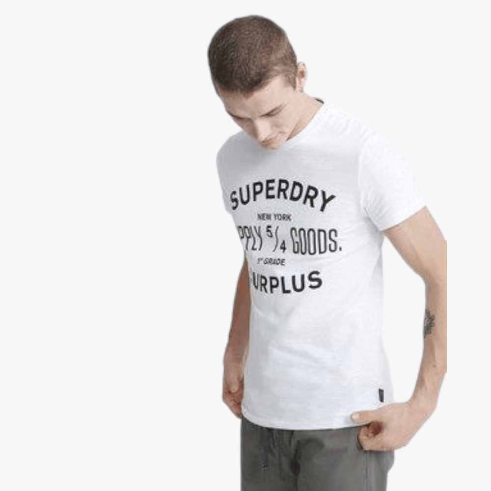 Superdry Mens Surplus Goods Classic Graphic Short Sleeve Tee Optic Slub Superdry