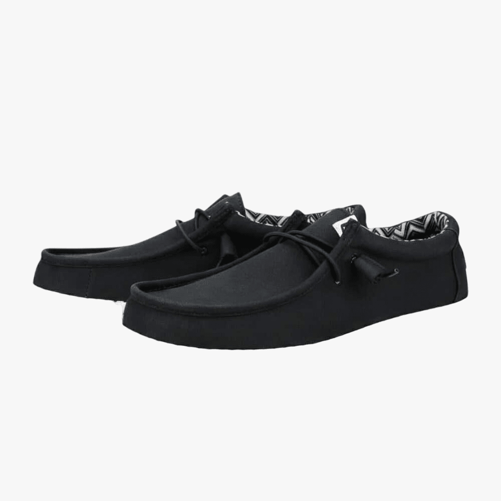Hey Dude Mens Wally Stretch Canvas 066 Black White | Hey Dude