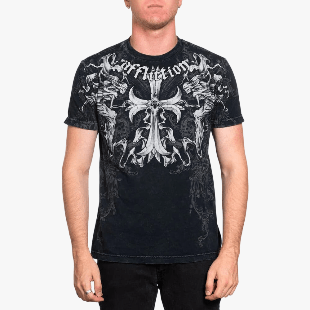 Affliction Mens Jump Tee Black Lava Wash | Affliction