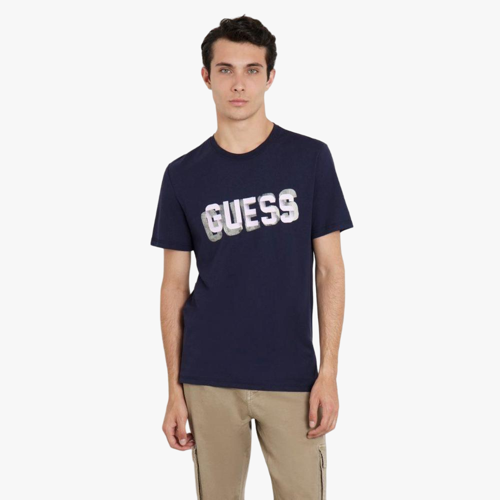 Guess Mens Cn Short Sleeve Tee Navy