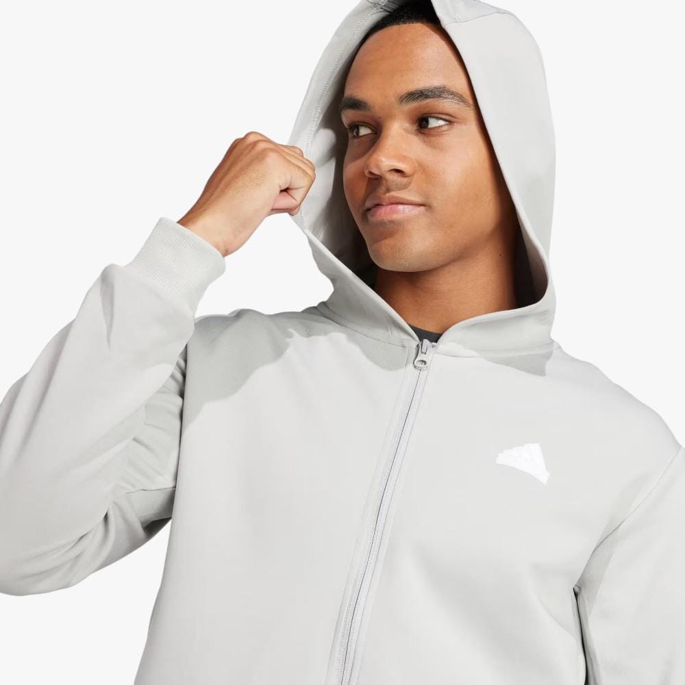 Adidas Mens 3 Stripe Fz Track Top Light Grey adidas