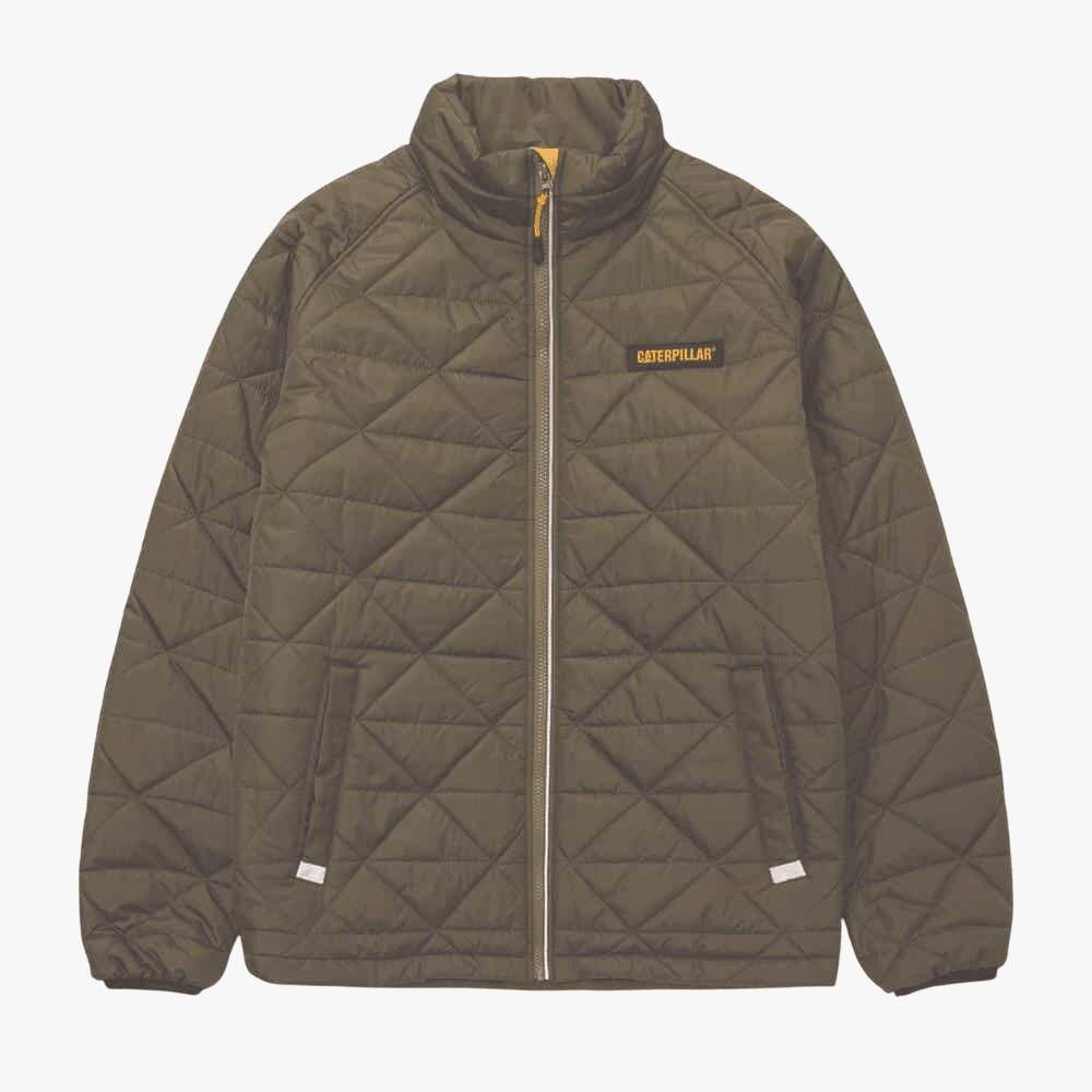 Caterpillar Mens Medium Weight Insulated Triangle Quilted Jacket Dusty Olive | Caterpillar