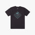 Black Billabong Boys Diamond Short Sleeve Tee with a teal palm tree, sun, and wave graphic.