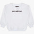 Billabong Kids Dancrew Crew Sweater in salt crystal white, featuring a black "BILLABONG" logo on the front for children.