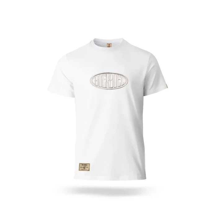 Boerboel Mens Metallic Puff Print Tee White