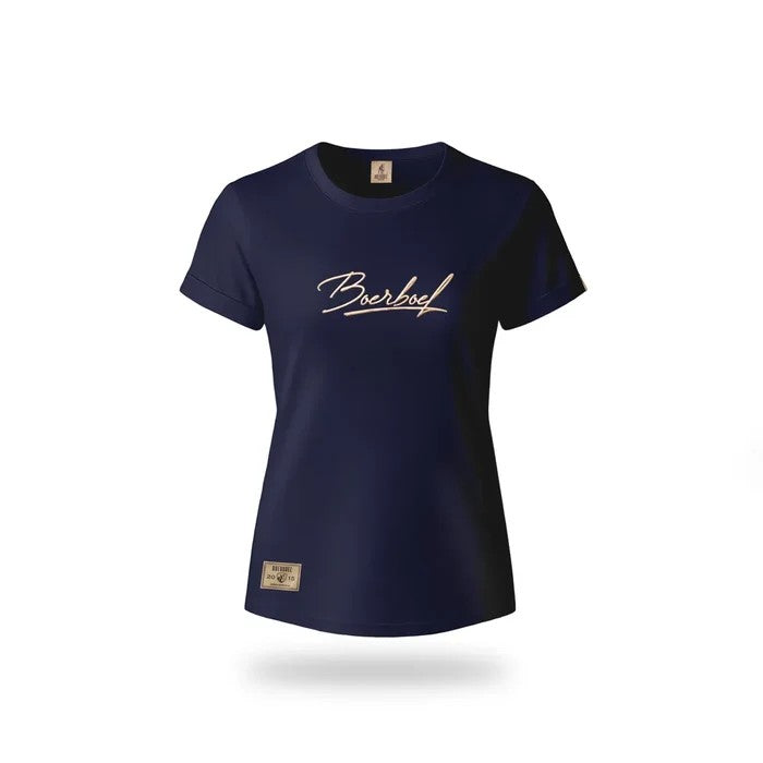 Boerboel Womens Metallic Puff Tee Navy