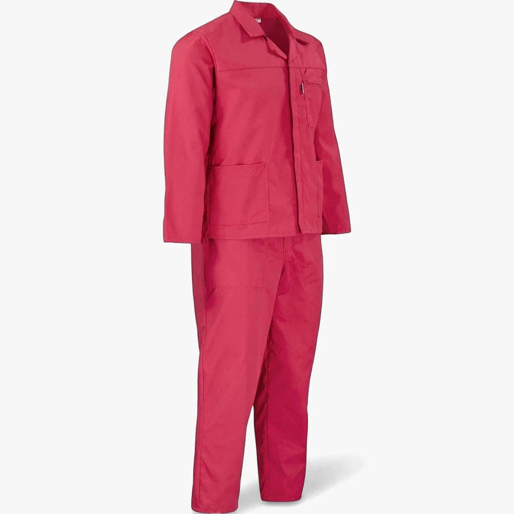 Red Brands Premium 2 Pc Conti Suit, a durable two-piece workwear garment, displayed standing against a plain background.