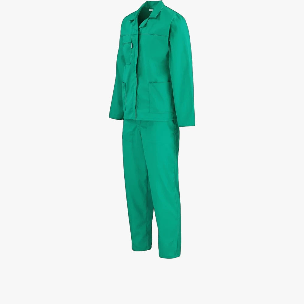 Brands Premium 2 Pc Conti Suit in emerald green, featuring a jacket with multiple pockets and matching trousers, viewed from