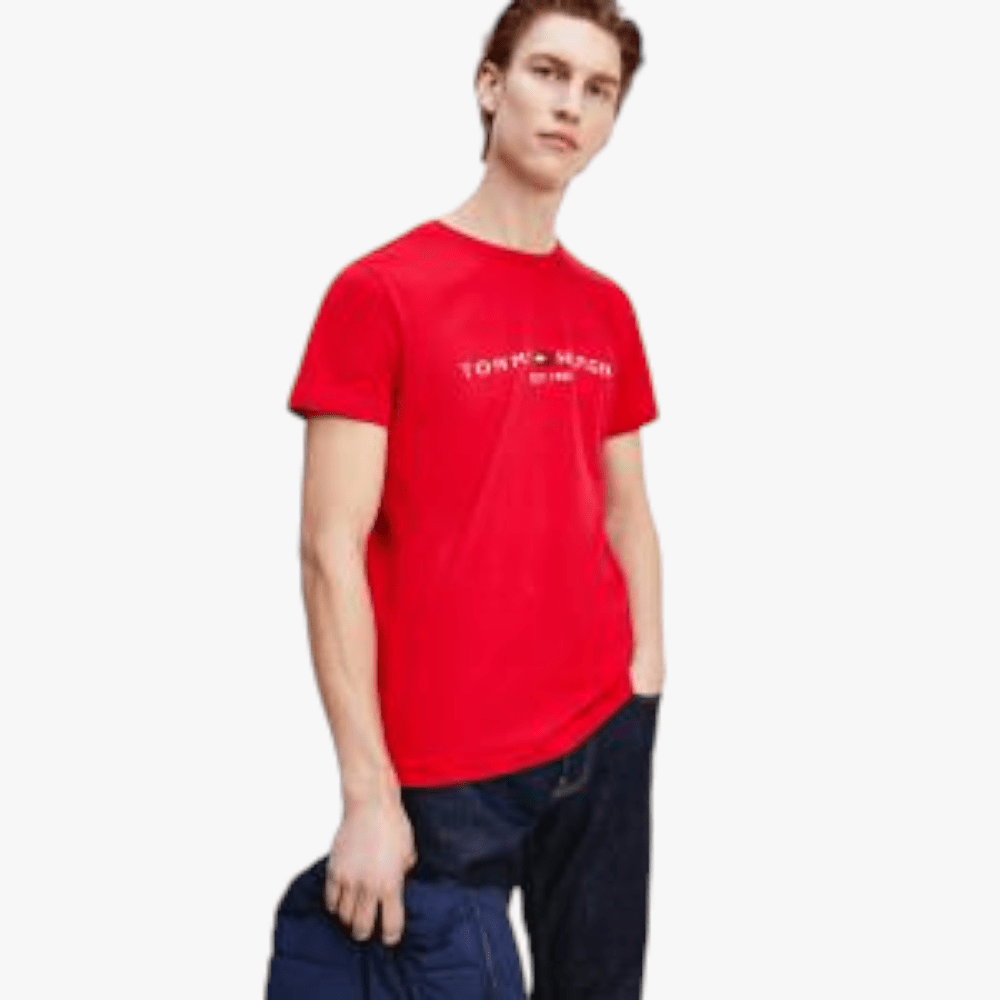 Tommy Hilfiger Mens Logo Short Sleeve Tee Red | Tommy Hilfiger