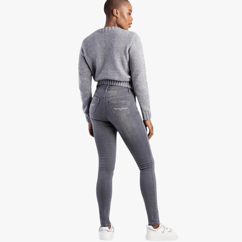 Sissy Boy Mid Waist Skinny Jean Pocket Embroid Grey | Sissy Boy