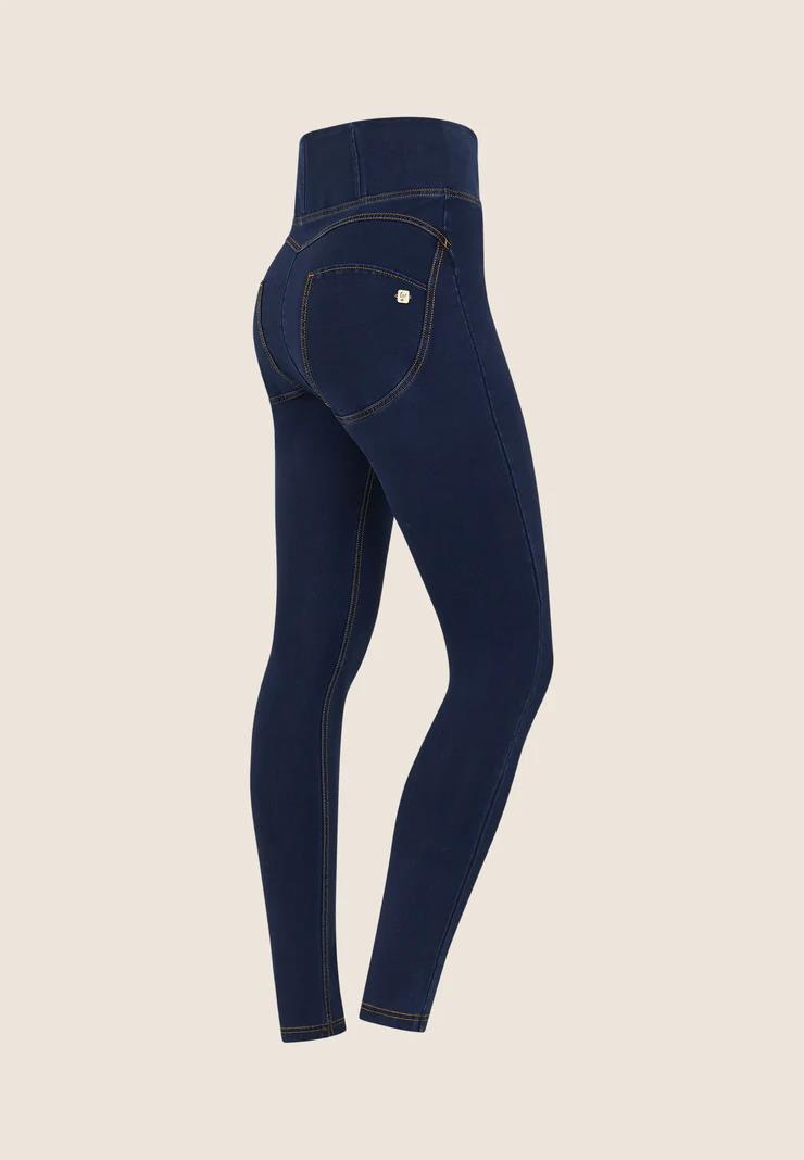 Freddy Womens  Dark Blue Yellow Stitch Curvy High Waist Long Length