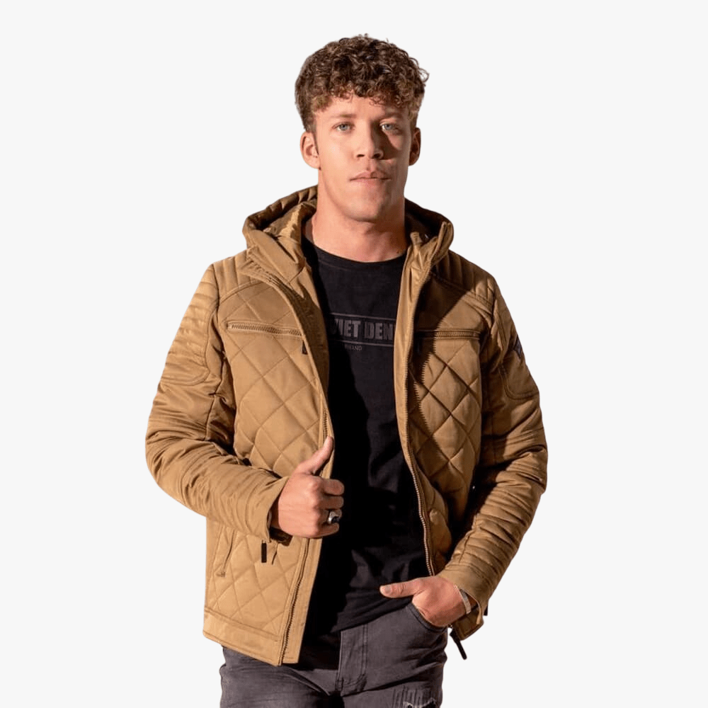 Soviet Mens Saxon Diamond Quilted Jacket Caramel | Soviet