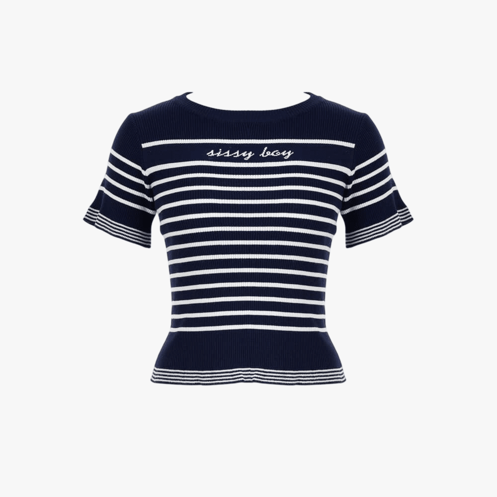 Sissy Boy Sweet Nothing Knit Short Sleeve Top Navy White Stripe | Sissy Boy