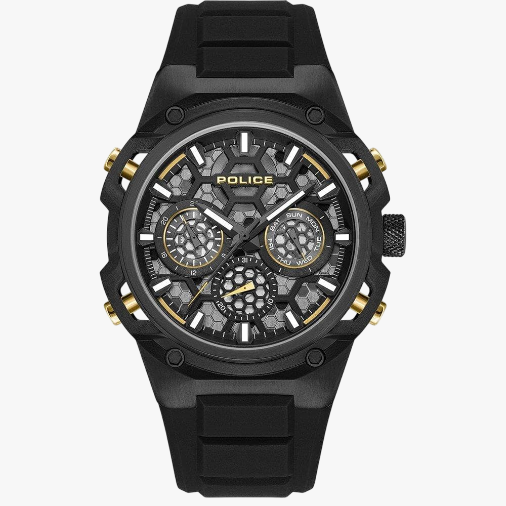 Police Mens Challenger Watch Black Rubber Strap