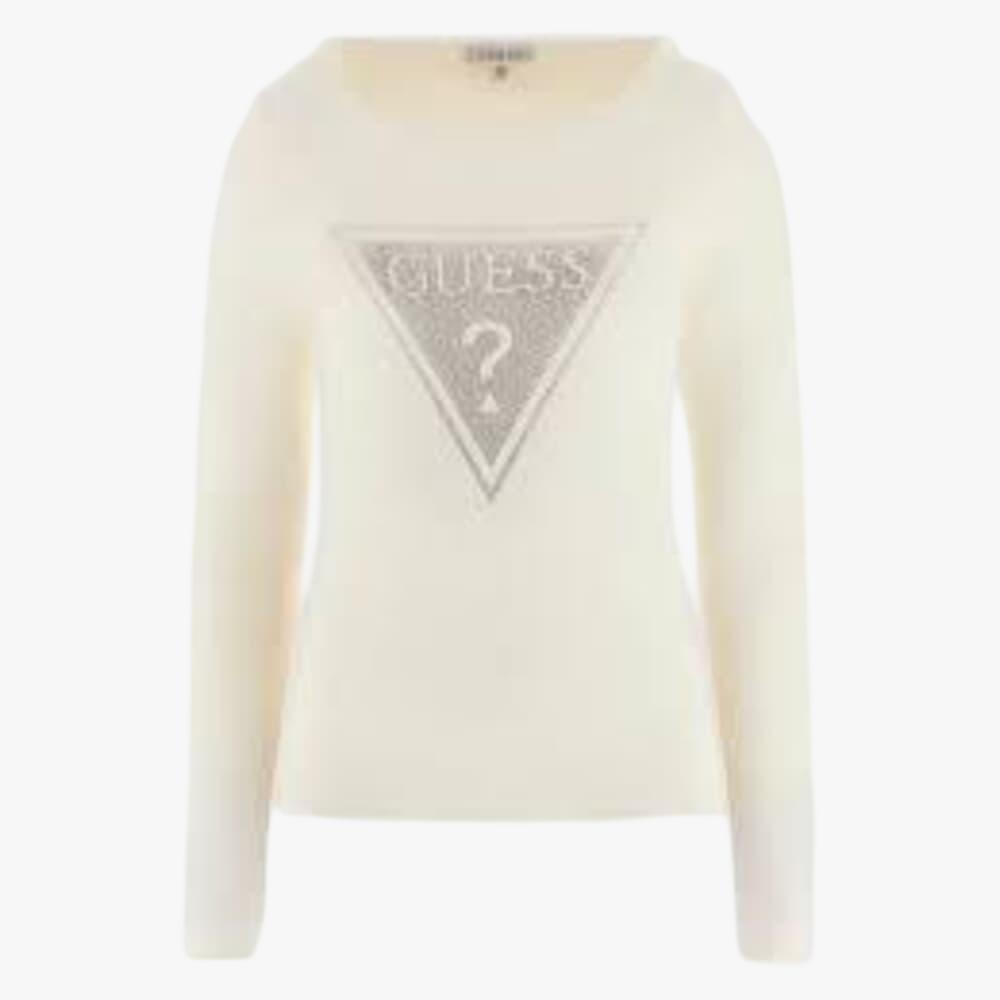 Guess Womens Triangle Logo Eliza Sweater Latte | Guess