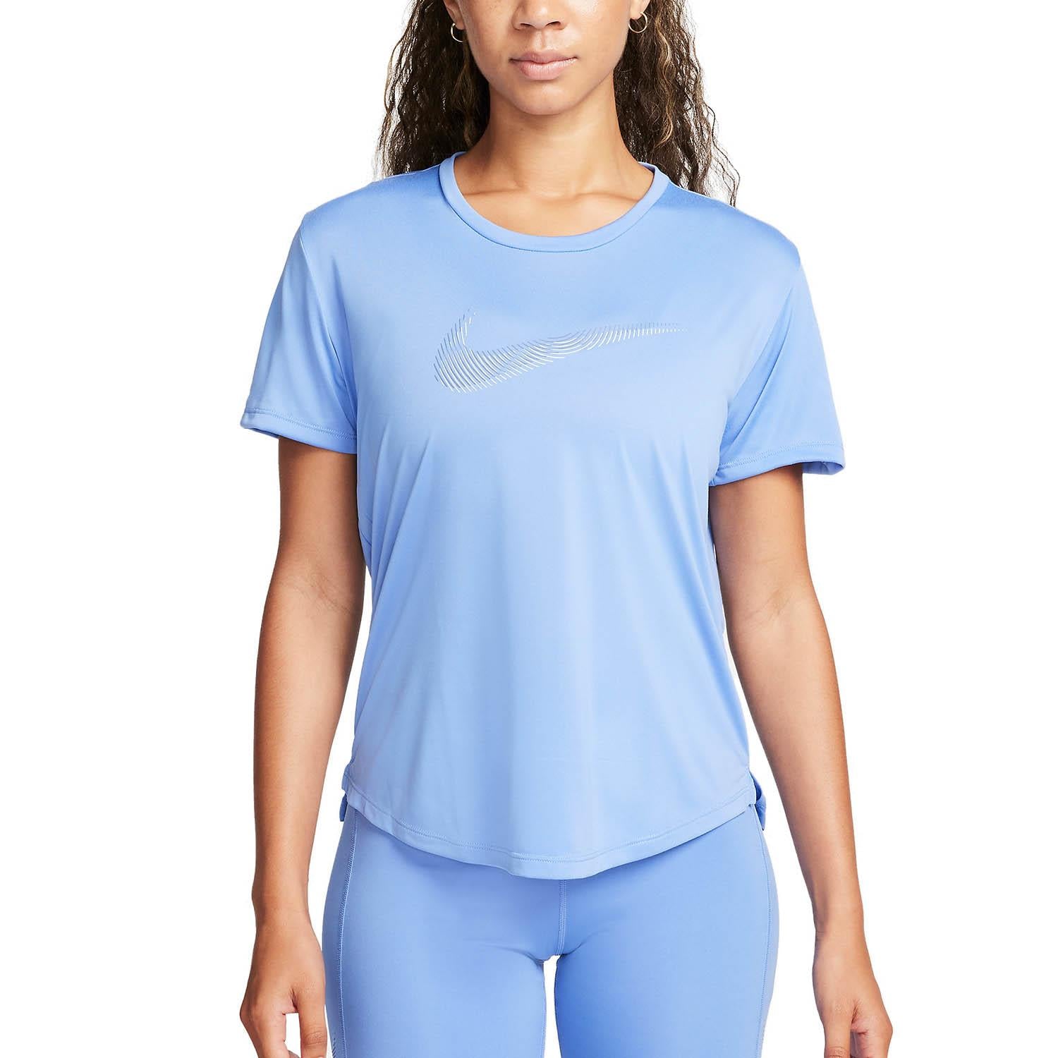 Nike Womens Dri Fit Swoosh Short Sleeve Tee Blue