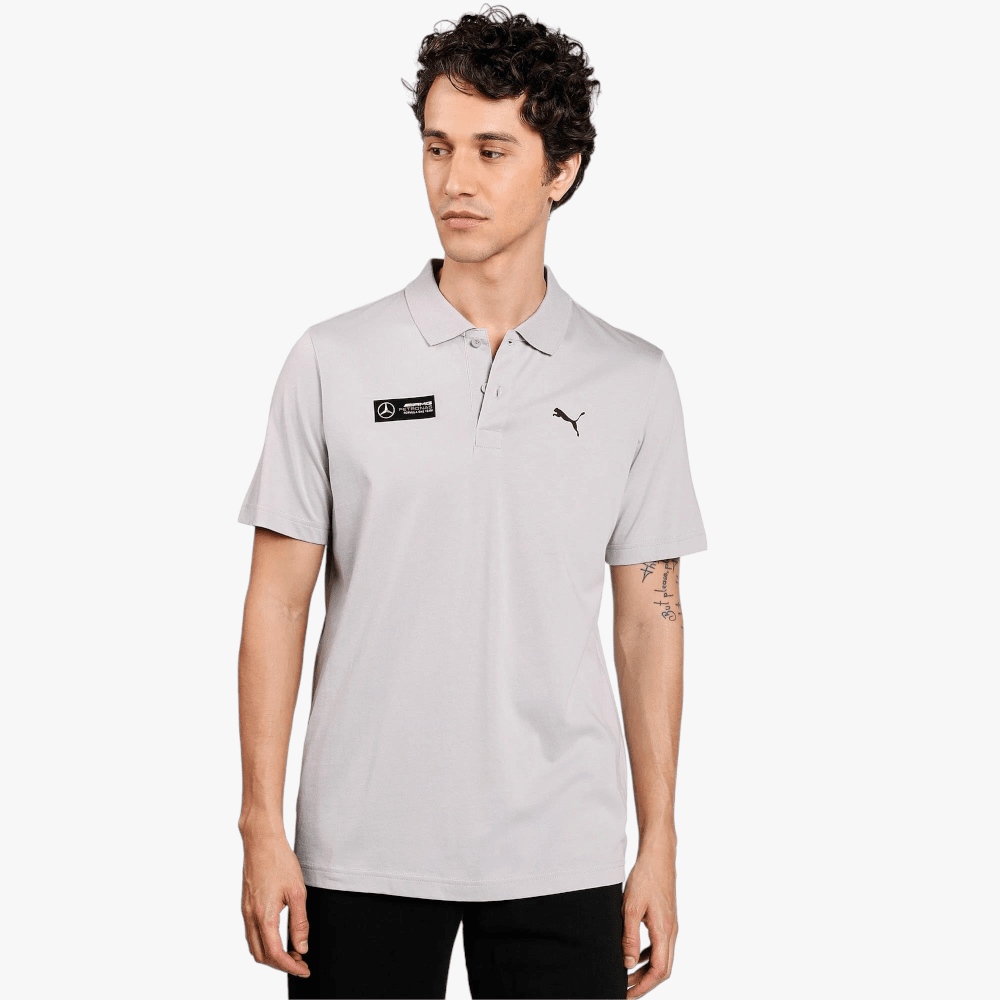 Puma Mens Mapf1 Essntial Short Sleeve Polo Golfer Silver | Puma