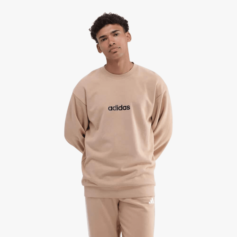 Adidas Mens Lin Fl Crew Sweater Washed Sand | Adidas