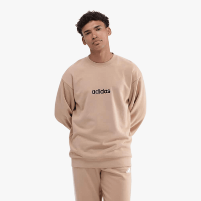 Adidas Mens Lin Fl Crew Sweater Washed Sand | Adidas