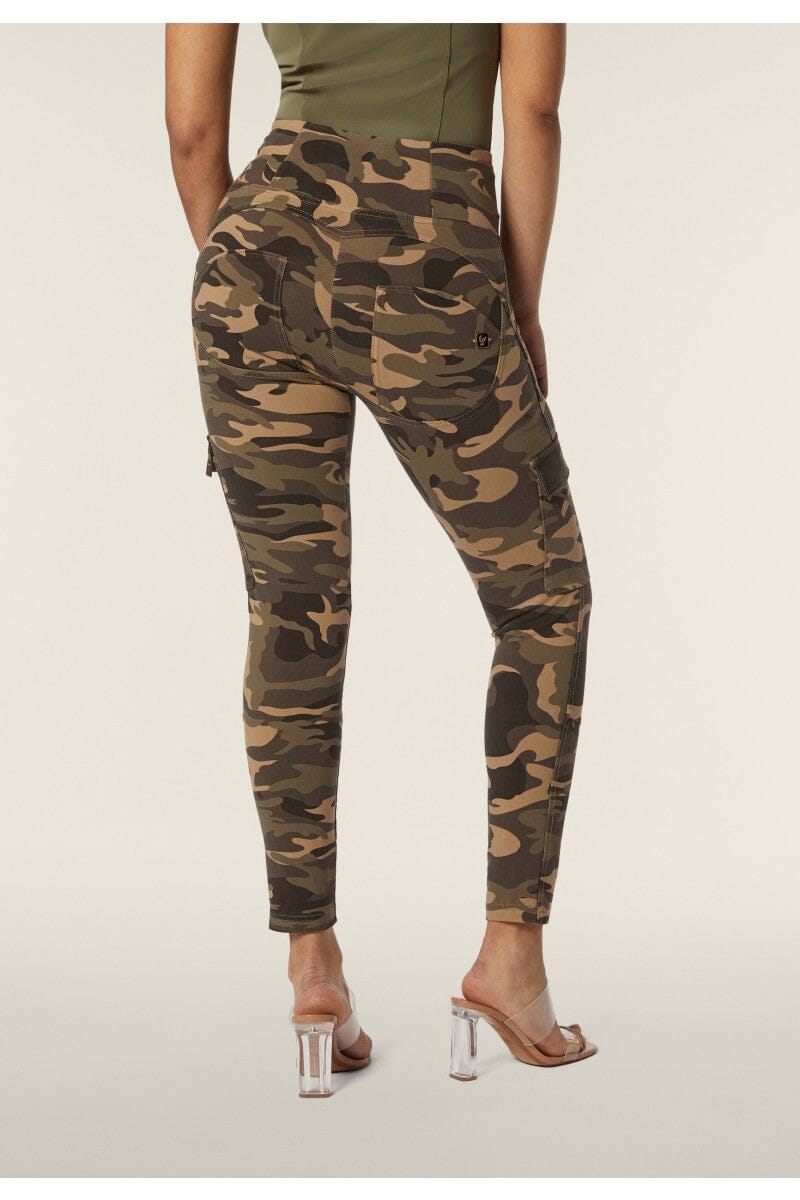 Freddy Womens High Waist Wr.Up® Cargo-Style Trousers In Camouflage M95 Jersey | Freddy