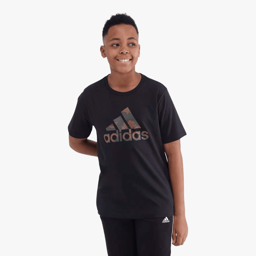 Adidas Boys Short Sleeve Tee Black Camo | Adidas