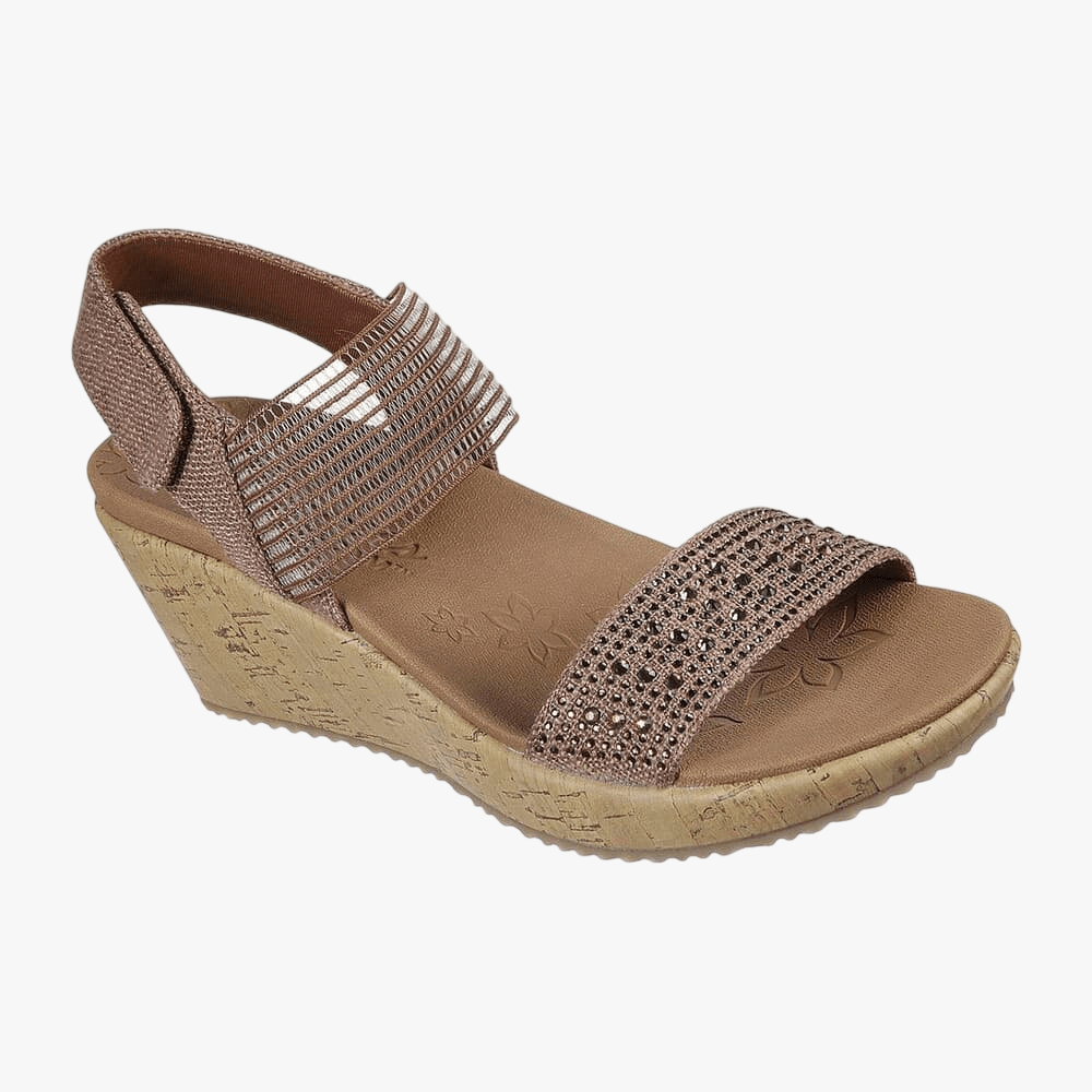 Skechers Womens Beverlee Wedge Sandal Pretty Chic Brown | Skechers