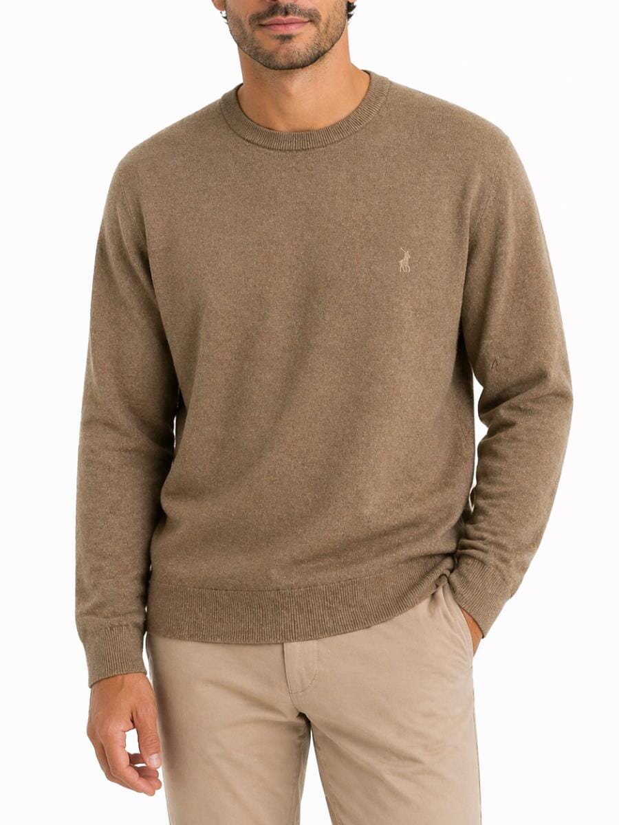 Polo Mens Essential Cotton Crew Knitwear Sweater Brown | Polo