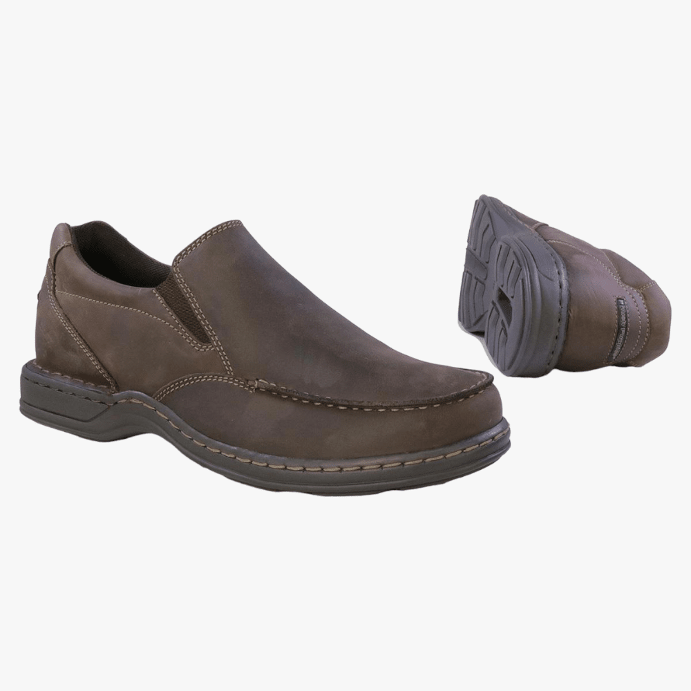 Hush Puppies Benji Crazy Horse Leather Slip On Shoe Brown | Hush Puppies