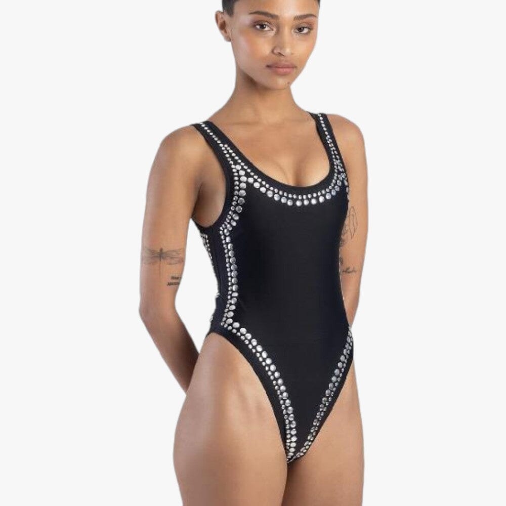 Sissy Boy Womens Fashion One Piece Bling Stud Detail Black | Sissy Boy