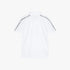 Back view of a white Calvin Klein Kids Logo Piping Golfer polo shirt with black trim on a plain background.