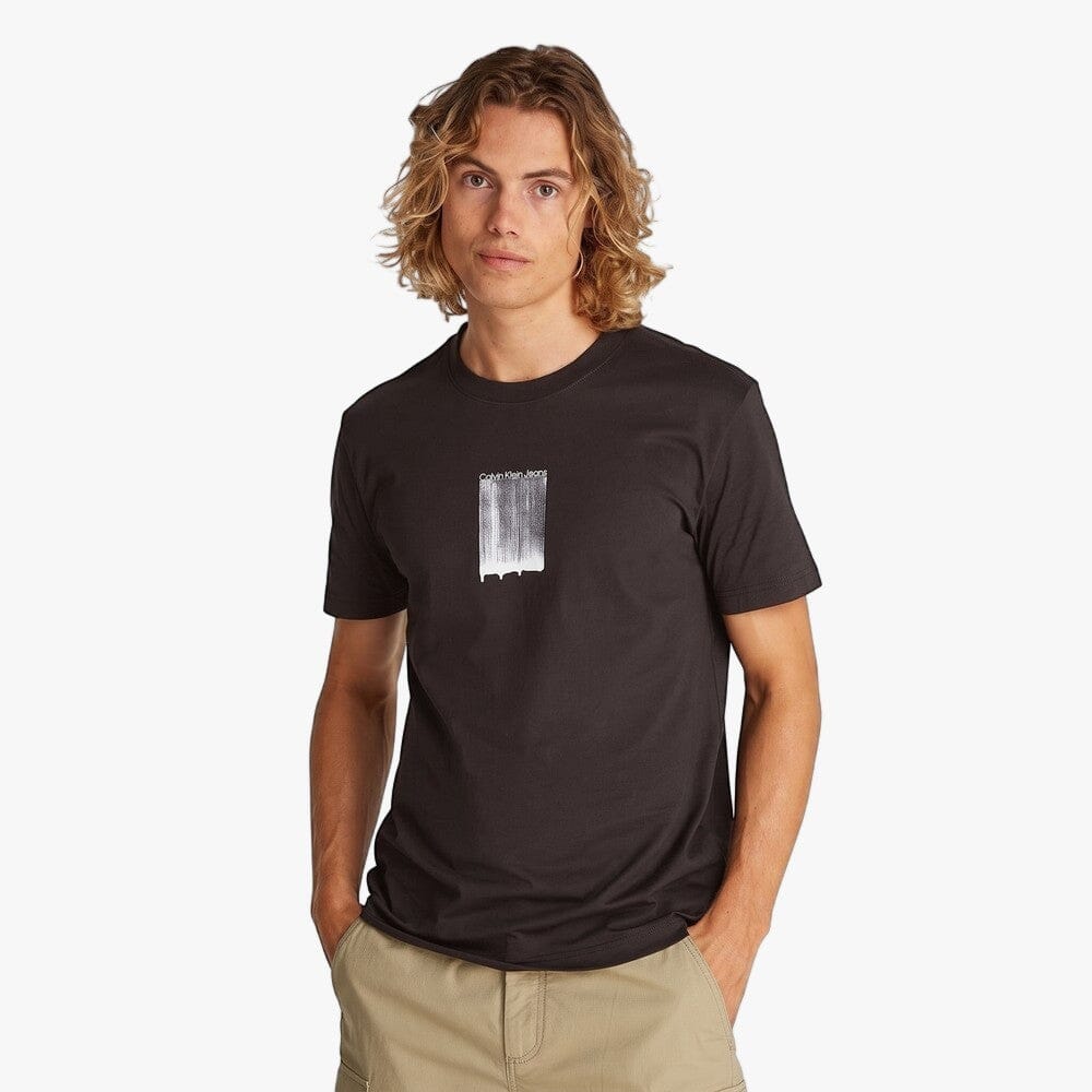 Calvin Klein Mens Brush Stroke Logo Tee Black | Calvin Klein