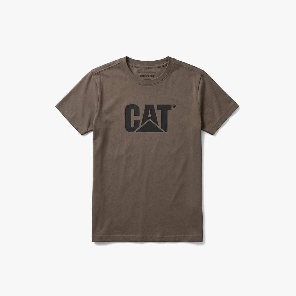 Caterpillar Mens Logo Short Sleeve Tee Fossil Black | Caterpillar