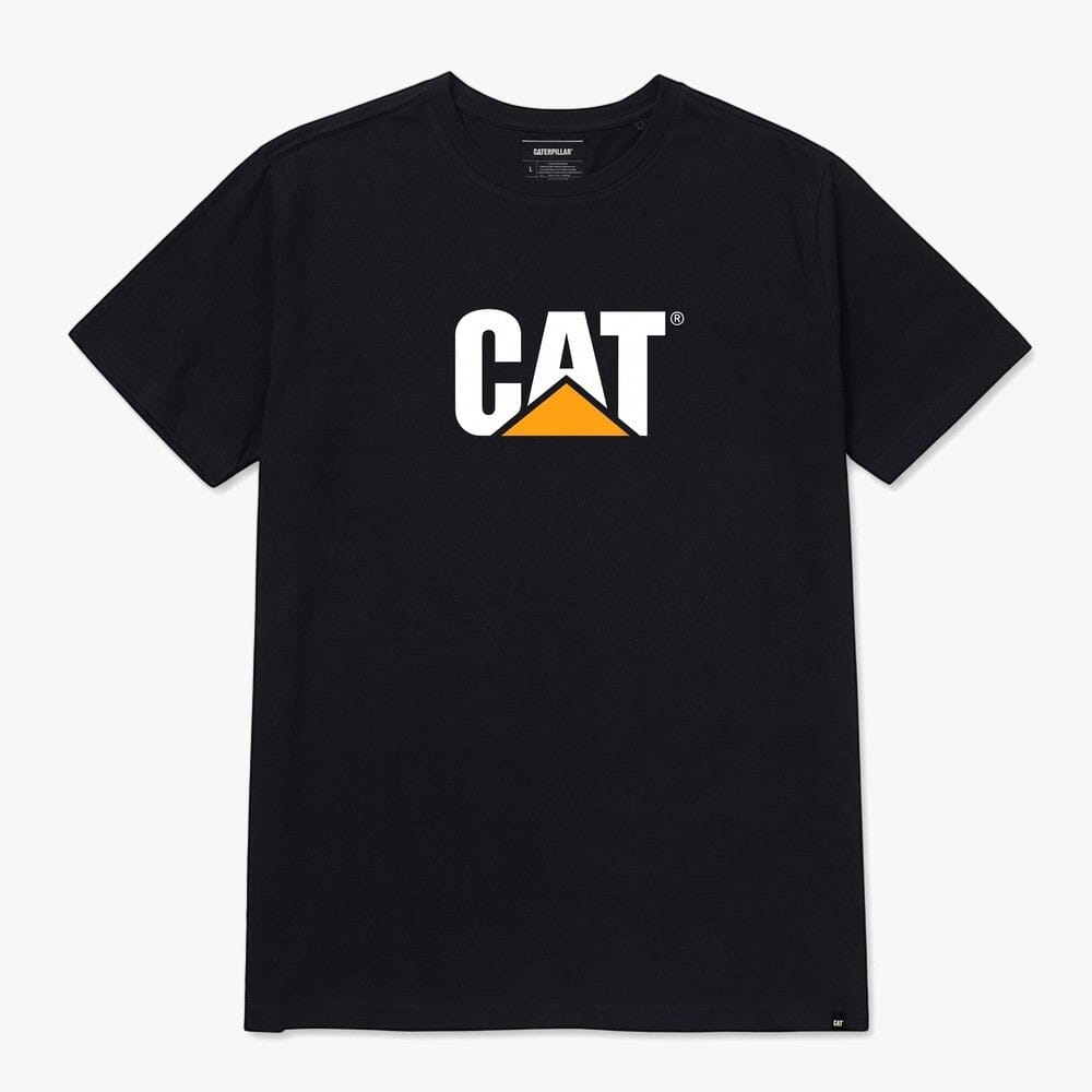 Caterpillar Mens Logo Short Sleeve Tee Pitch Black Trademark | Caterpillar